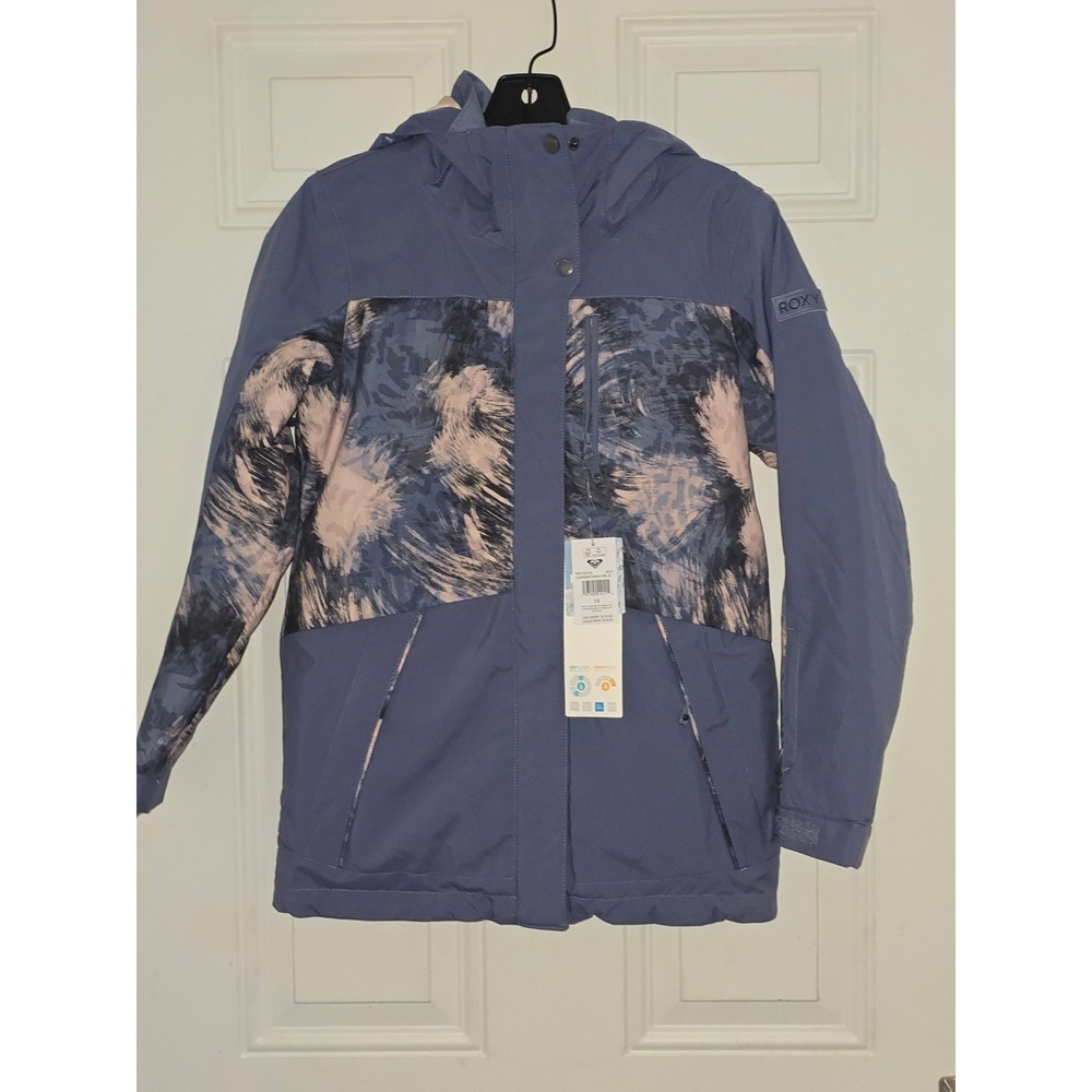 NWT Roxy Girls Dawnrae Parka Girl JK Jacket Size 8 Blue/purple‎ Pink hues